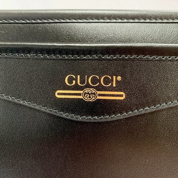 Gucci Metallic Print Logo Clutch in Black - Picture 9 of 11